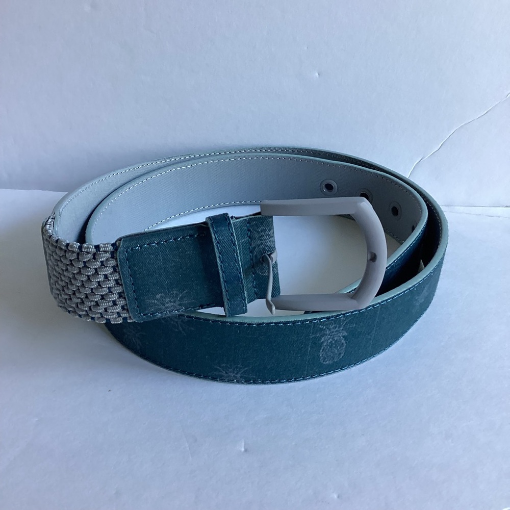 Travis Mathew Cuater Golf Belt Speck Stretch Pineapple Blue Size M/L